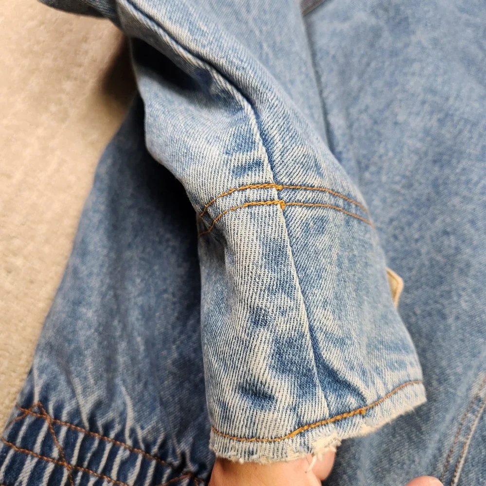 Vintage Levis Silvertab Jacket Men Medium Denim Chinstrap Bomber Insulated